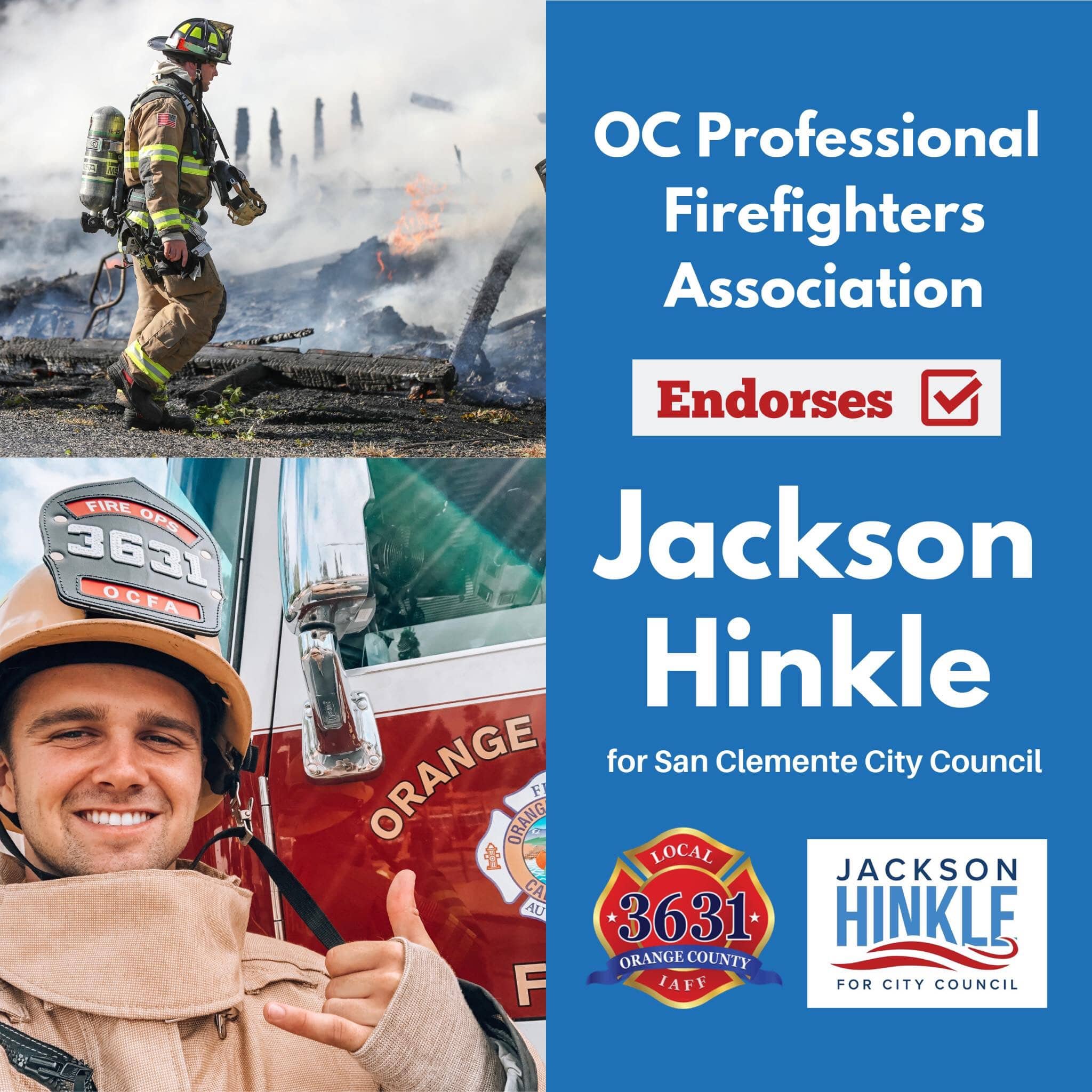 San Clemente Update: Jackson Hinkle’s OCDA Investigation For Abusing FireFighter Endorsement and OCGOP’s Stolen Valor Mailer on Behalf of Gene James