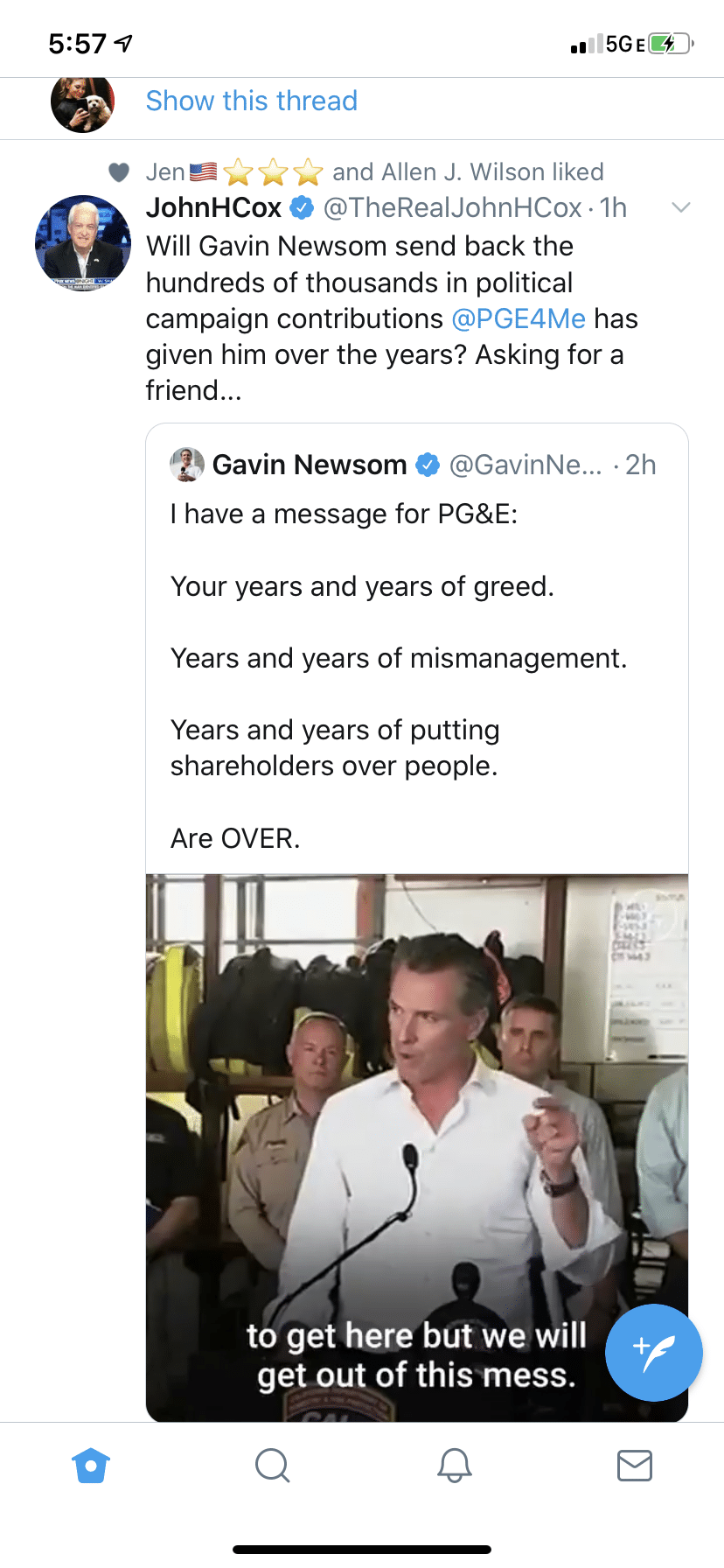 That Time When My Republican Supervisor and Gavin Newsom Use the Same Talking Points… Government Takeover of PG&E?