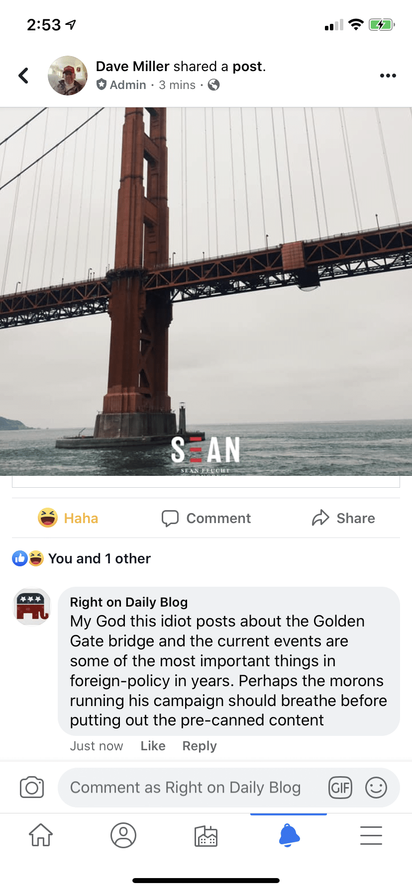 CA-03 Update: Grifter Candidate Sean Feucht Talks About Golden Gate Bridge – While the World Talks About the Iranian Terrorist General