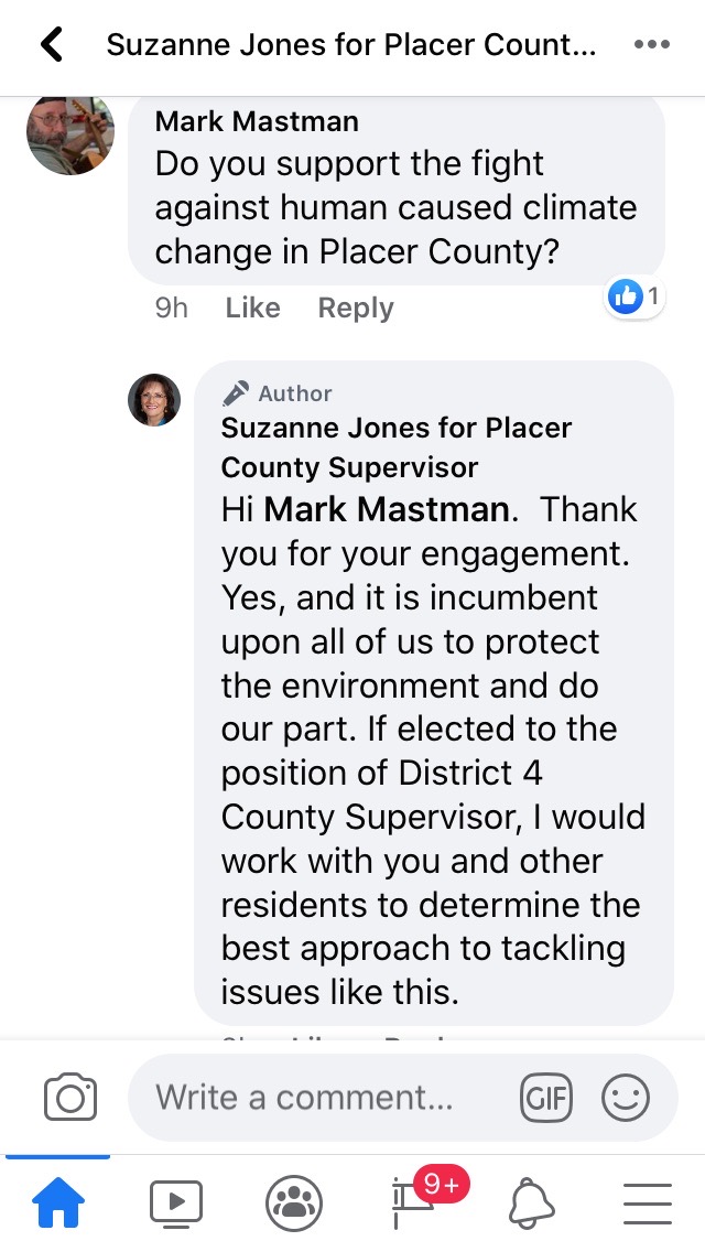 Placer County Sup D4 Update: Suzanne Jones – Man-Made Global Warming Edition