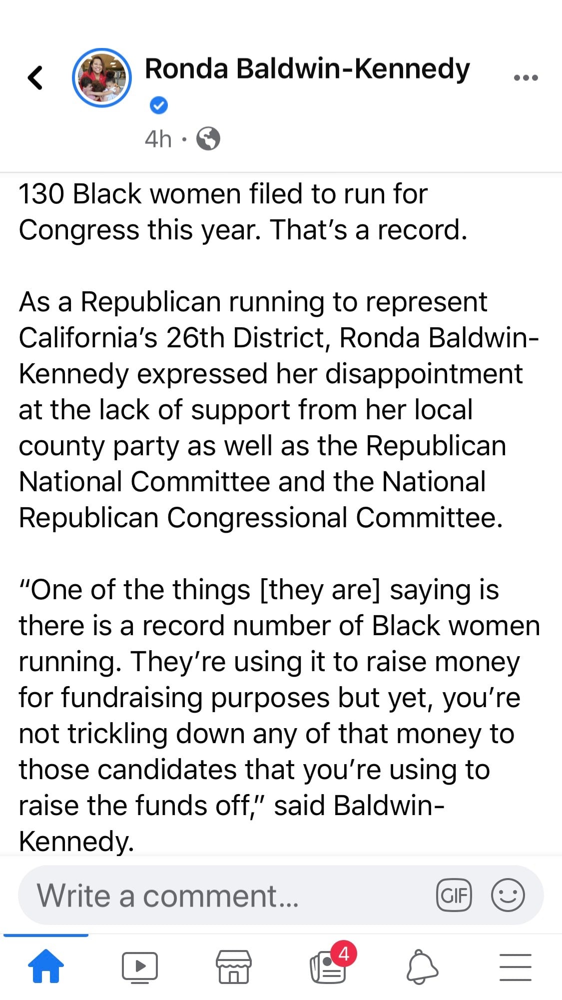 CA-26 Update: former AD-44 Candidate now CA-26 Nominee Rhonda Baldwin Kennedy Learns Hard Lesson About Team Patterson Abandonment