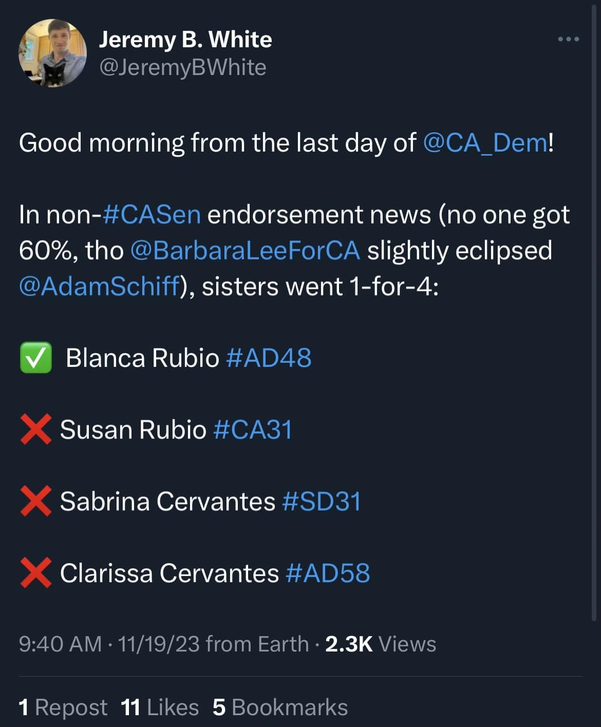 SD-31 / AD-58 Cervantes Crime Family Update: Rejected by CADEMS, Out of Closet Anti Semites?