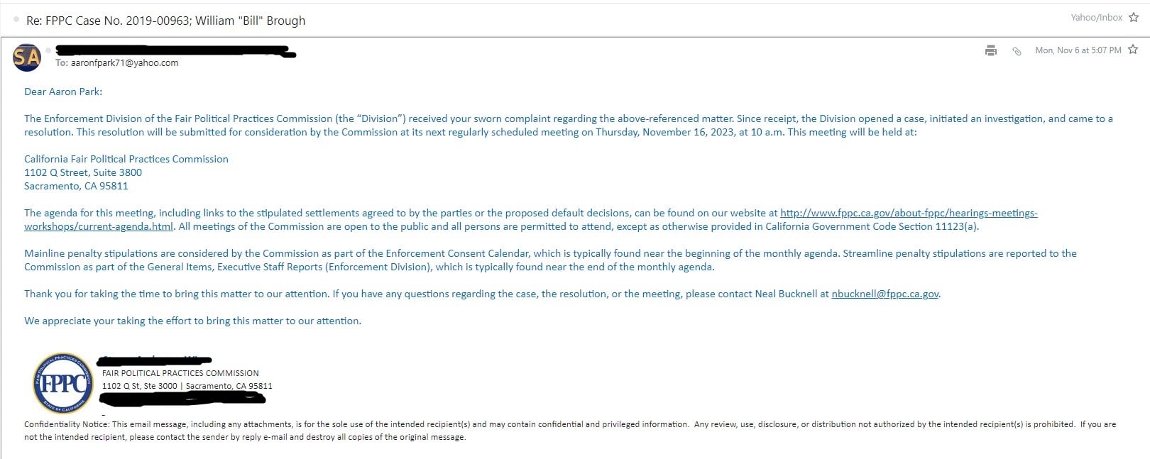 Bill Brough Update: 4 Years Later After Your Intrepid Blogger Filed on Him, the FPPC Drops the Hammer and Fines Brough $90,000.